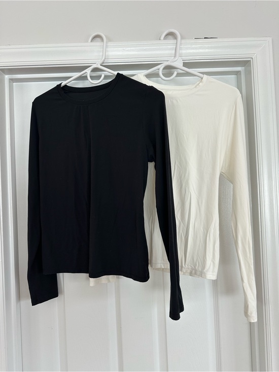 CRZ YOGA Tops - CRZ YOGA Softembrace
Tight Fit Long Sleeve Shirts Black and White Crewneck 2PACK